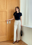 Hidel Linen Basic Pintuck Slacks