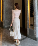 Setiel Off Shoulder Chiffon Blouse