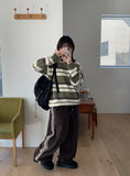 [unisex] Verody banding string vintage line wide fleece pants