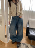 Yoshi Color Matching V-Neck Knit Cardigan
