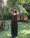 Veru Dot Frill See-through Sleeveless Layered One Piece
