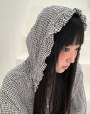 Ju-ring Frill Check Hooded Long Sleeve SH