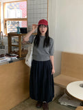 Curin Peach Fuzz Banding Balloon Long Skirt