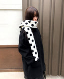 Elvan Dot Color Matching Fleece Fluffy Muffler
