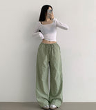 Chic Dodo Open Waist U-neck Long Sleeve T-shirt