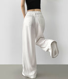 Summer Tencel Cooling Hem Snap Tick Long Wide Cotton Pants