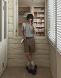 [LANARCH] Stripe U-Neck Short Sleeve T-Shirt