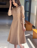 Romid Double Button Puff Tweed Flare One Piece