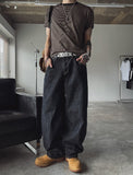 Dove raw fabric balloon wide pants