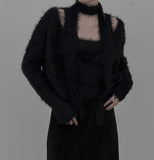 Muffler Set Sleeveless Fur Wrap Cardigan