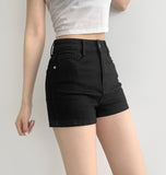 Slim-line fit A-line Fit Black Basic Cotton Shorts