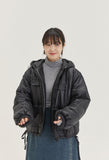 [BAONHAUS] Linmove Glossy Pocket Ribbon Hood Padding Jumper