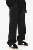 Wide one tuck denim pants