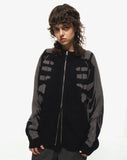 [2-WAY] Skull Bone Knit Zip-up