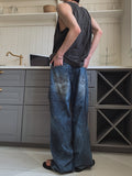 Lining Destroyed Denim Pants