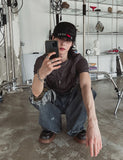 [LAN ARCHIVE] Front Shirring Short Sleeve T-Shirt