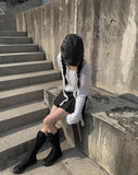 Otsu Angora Ribbed Cropped V-Neck Knit