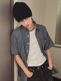 Elu stripe linen short sleeves shirt