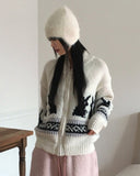 [Wool 10] Bernese rabbit knit zip-up cardigan