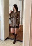 Suitman Double Trench Half Leather Jacket (Belt Set)