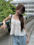 Wet Light Blue Washing Wide Denim Pants
