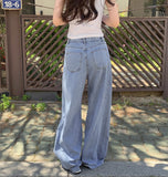Cooling Tencel Cut Summer Banding Thin Wide Denim Pants