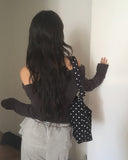 Rucol ribbed shirring off-shoulder knit muffler choker set