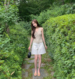 Knit Button Ribbed V-neck Sleeveless