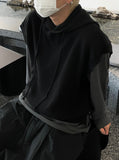 Overhole Hooded Neck Knit Vest