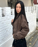Linu Fleece Lining High-Neck Suede Jacket