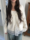 Kwan Frill Sleeveless Ribbon Cardigan Set
