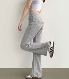 Back Embroidery Point Semi Bootcut Banding Pants