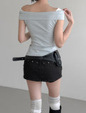 Studded Cotton Low Skirt Pants