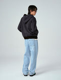 OF_SYMBOL Embroidered Knit Stripe Hood Zip-Up