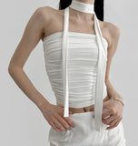 Mills muffler shirring tube top