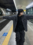 Drape hood denim jacket