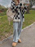 (UNISEX) Time checkerboard V-neck cardigan