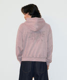 WASHED SOLAR APPLIQUE ZIP UP HOODIE