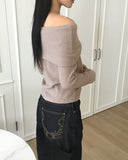 Turnage Brushed Ribbed Brush Fur Off Shoulder Tee