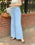 Antho summer cotton wide banding denim pants