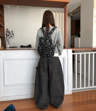 Lesion Pocket Strap Balloon Fit Cotton Long Pants