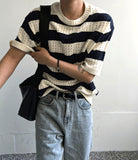 Skash Stripe Short Sleeve Knit