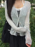Take See-Through Linen Knit Long Sleeve Cardigan