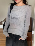 Reposs Lettering Printing Long Sleeve Tee