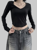 Lisit Deep V-Neck Cropped T-Shirt