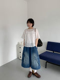 [unisex] Colds Banding Bermuda Big Cargo Denim Pants