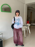 Nanata Cat Washing Stitch Cotton Wide Pants