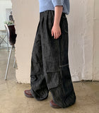 [unisex] Danaru Banding Parachute Wide Denim Pants