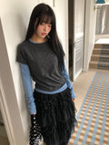 Cel Color Matching Layered Long Sleeve T-Shirt