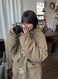 Taomi Fleece Corduroy Duffel Hood Half Coat
